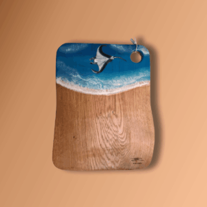 Planche à découper en bois de chêne et résine époxy