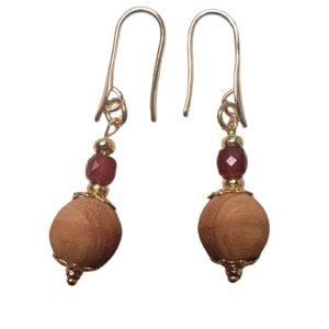 Boucle d'oreille en bois d'oliver et plaqué or