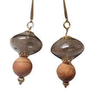 Boucle d'oreille en bois d'oliver et plaqué or